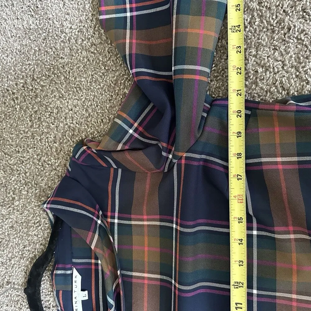 Trina Turk Kailee Plaid Roll Neck Boxy Top Size Large Women’s Classic Workwear - Picture 10 of 11